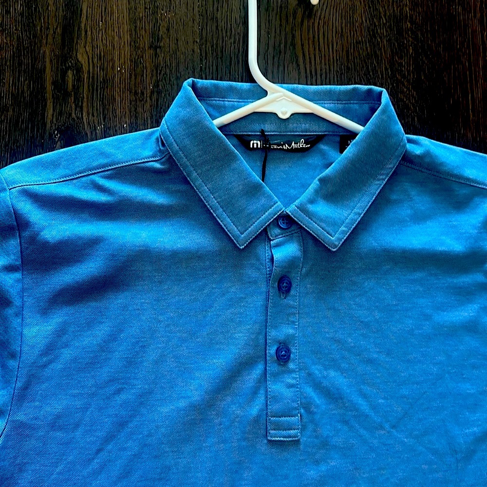 Travis Mathew Men's Blue Polo Shirt Golf Shirt